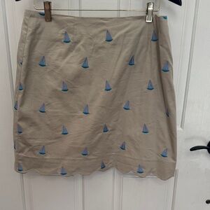 Lilly Pulitzer Tan Skirt with Blue Sailboat Design